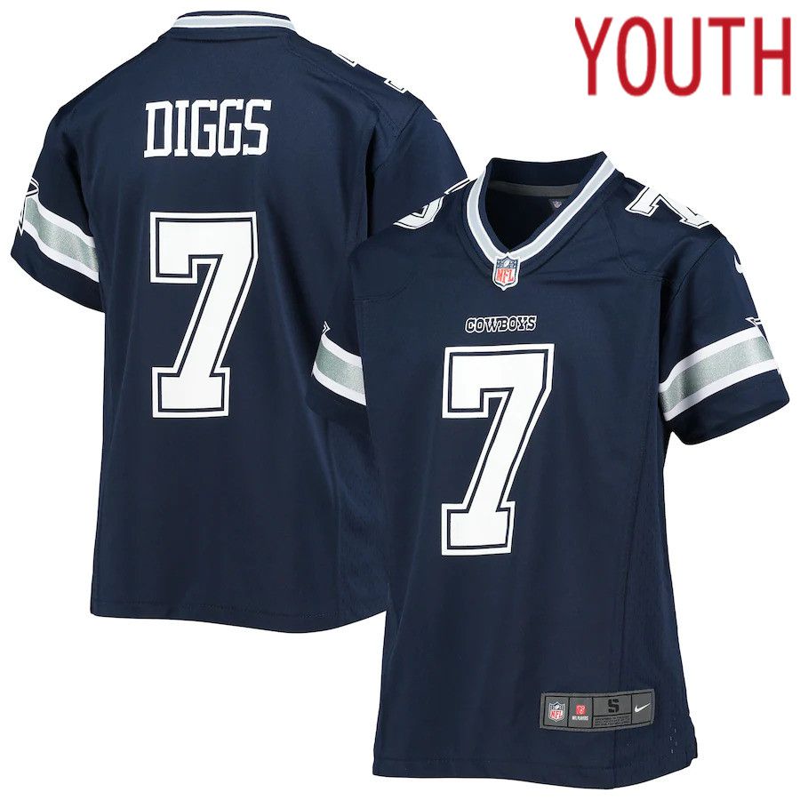 Youth Dallas Cowboys #7 Trevon Diggs Nike Navy Game NFL Jersey